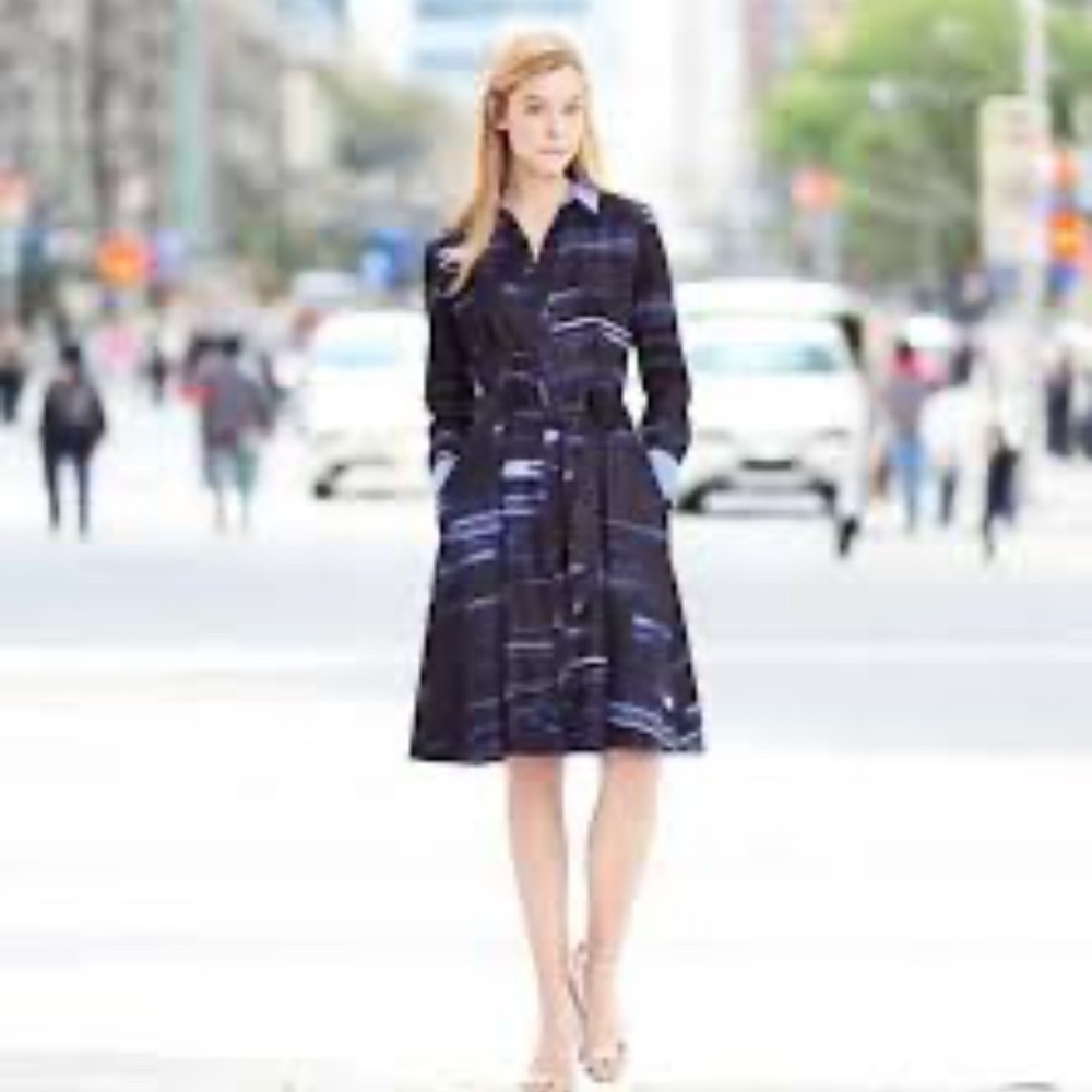Banana Republic Chic Black and Blue Long Sleeve Dress